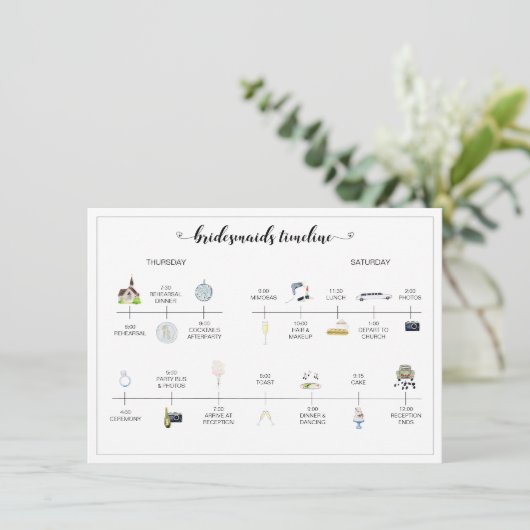Bridesmaids Wedding Day Timeline of Events Program (Stehend Vorderseite)