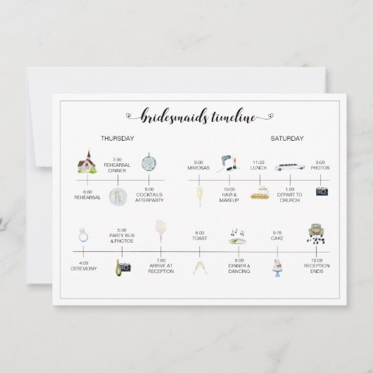 Bridesmaids Wedding Day Timeline of Events Program (Vorderseite)