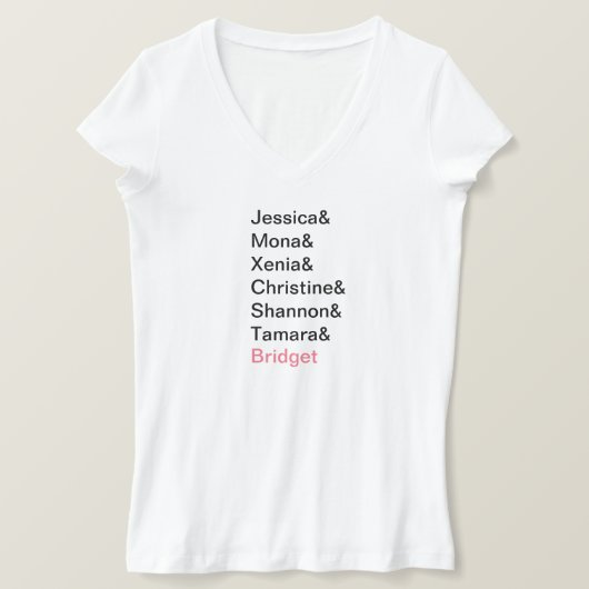 Bridesmaier Ampersand Hochzeit Bachelorette Shirt (Design vorne)