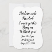 Bridesmaier brauchten niedliches Korsett lustig Einladung (Rückseite)