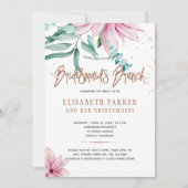 Bridesmaier brunch Rosa Blumenglas Brautparty Einladung (Vorderseite)