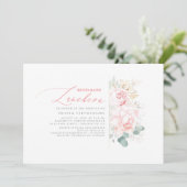 Bridesmaier Luncheon Pink Floral Brautparty Einladung (Stehend Vorderseite)