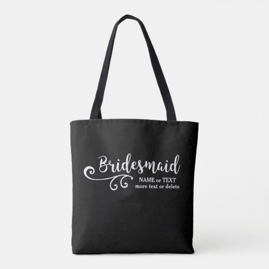Bridesmaier Wedding Tote Bag | Fun Swirl Script Tasche (Rückseite)