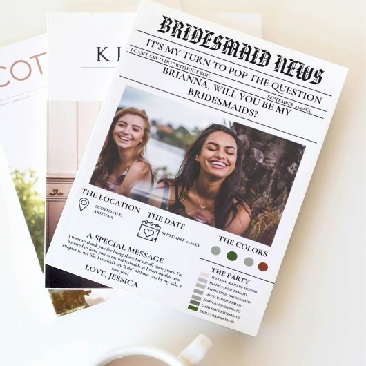 Bridesmais Vorschlag Zeitung+Informationskarte Bri Einladung