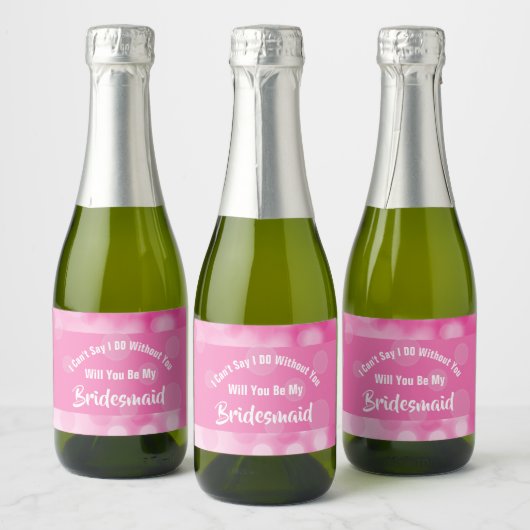 Bridesmaivorschläge Bubbly Funkelnd Pink Niedlich Schaumweinetikett (Flaschen)