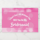 Bridesmaivorschläge Bubbly Funkelnd Pink Niedlich Schaumweinetikett (Einzelnes Label)