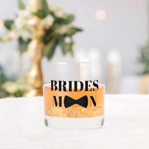 BRIDESMAN Black Krawatte Bogen Hochzeit stilvoll c Whiskyglas