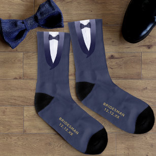 Bridesman Navy Blue Tuxedo Gatsby Gastgeschenk Hoc Socken