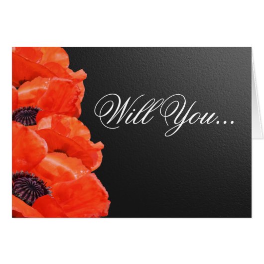 Bridesman Orange Poppy Custom Wedding Party Cards (Vorderseite (Horizontal))