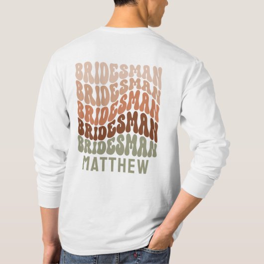 Bridesman Salbeibraun moderner Retro 60er T-Shirt (Rückseite)