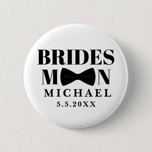 Bridesman Schwarze Krawatte Bogen Hochzeit persona Button (Vorderseite)