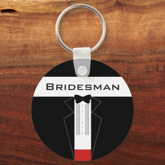 Bridesman Tuxedo Gastgeschenk Hochzeit Schlüsselan Schlüsselanhänger (Vorderseite)