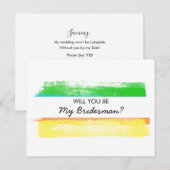 Bridesman Vorschlag Wasserfarbblöcke Einladungspostkarte (Vorne/Hinten)