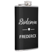 Bridesman White on Black Personalisiert Wedding Flachmann (Rechts)