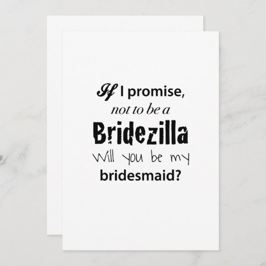 Bridezilla - Einladung von Bridesmaid (Vorne/Hinten)