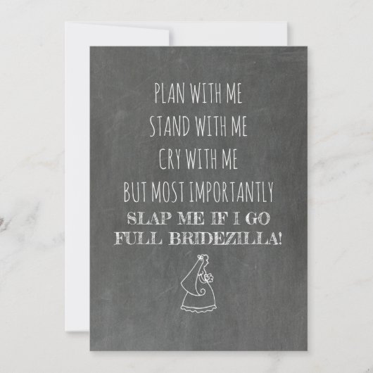 Bridezilla Funny Bridesmaid / Trauzeugin Einladung (Vorderseite)