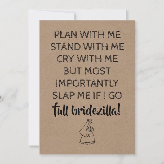 Bridezilla Funny Bridesmaid / Trauzeugin Einladung (Vorderseite)