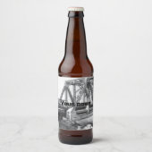 Bridge alte pencilart Monochrome Schwarz & Weiß Bierflaschenetikett (Vorderseite)