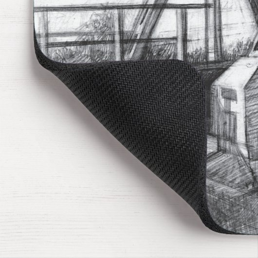 Bridge alte pencilart Monochrome Schwarz & Weiß Mousepad (Ecke)