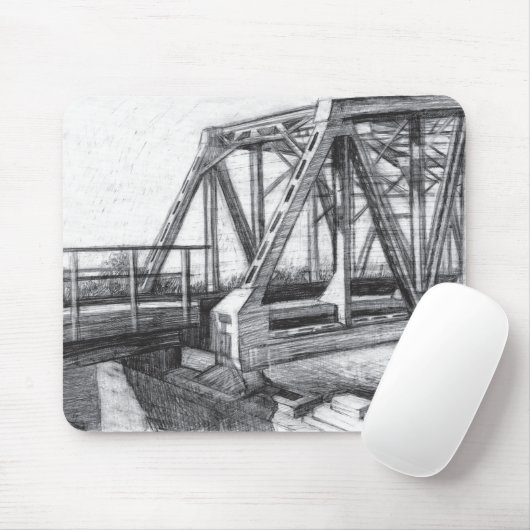 Bridge alte pencilart Monochrome Schwarz & Weiß Mousepad (Mit Mouse)