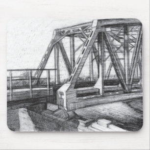Bridge alte pencilart Monochrome Schwarz & Weiß Mousepad