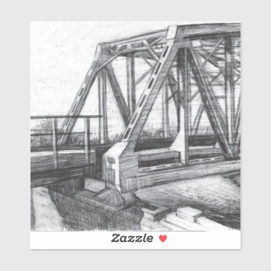 Bridge alter pencilart Monochrome Aufkleber (Blatt)