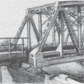 Bridge alter pencilart Monochrome Aufkleber (Vorderseite)