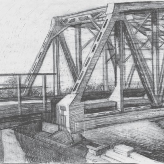 Bridge alter pencilart Monochrome Aufkleber (Vorderseite)