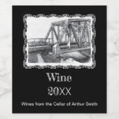 Bridge alter pencilart Monochrome Weinetikett (Einzelnes Label)
