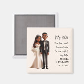 Bridge and Groom Illustration mit Liebe Zitat Magnet (Vorderseite/Rückseite)