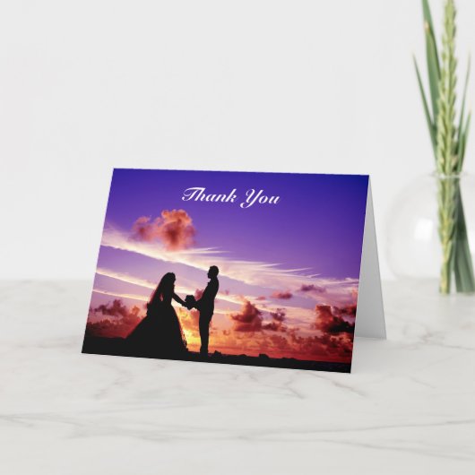 Bridge and Groom in Sunset Greeting Card Karte (Vorderseite)