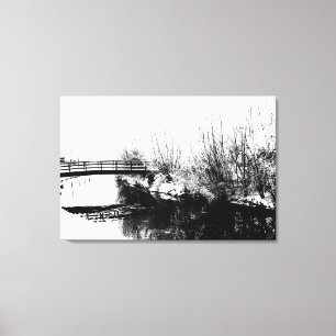 Bridge and Stream Winter Scene 36x24(90x60cm)waccn Leinwanddruck