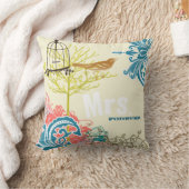 Bridge Aquamarin Damask Love Bird Birdcage Kissen (Decke)