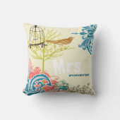 Bridge Aquamarin Damask Love Bird Birdcage Kissen (Vorderseite)