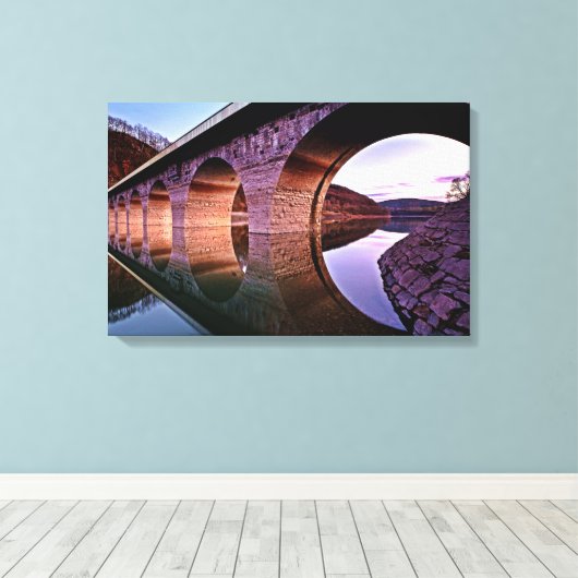 Bridge Arches Sunset Stretched Canvas Print Leinwanddruck (Insitu (Holzboden))
