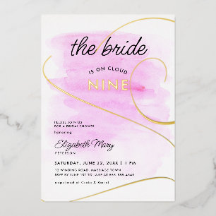 Bridge auf Cloud 9 Watercolor Gold Brautparty Folieneinladung