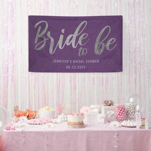 Bridge Be Silver Calligraphy Lila Brautparty Banner (Party)