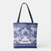 Bridge Blue & White Mexican Talavera Tile Tote Bag Tasche (Rückseite)
