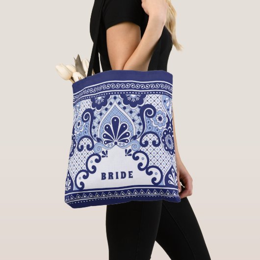 Bridge Blue & White Mexican Talavera Tile Tote Bag Tasche (Von Nahem)