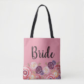 Bridge Blume Muster Pink Tote Bag Tasche (Vorderseite)