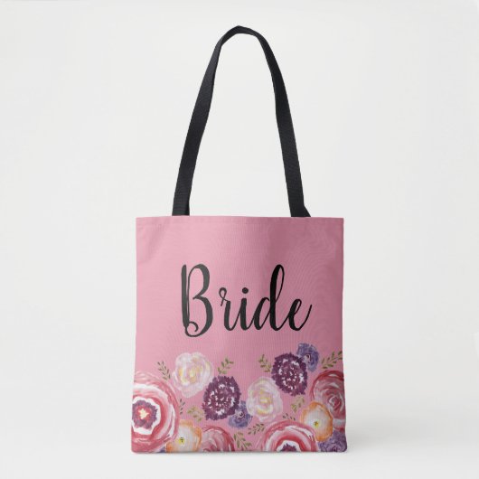 Bridge Blume Muster Pink Tote Bag Tasche (Vorderseite)