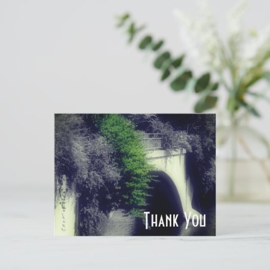 Bridge Blume Schwarz-Weiß Vielen Dank Postkarte (Stehend Vorderseite)