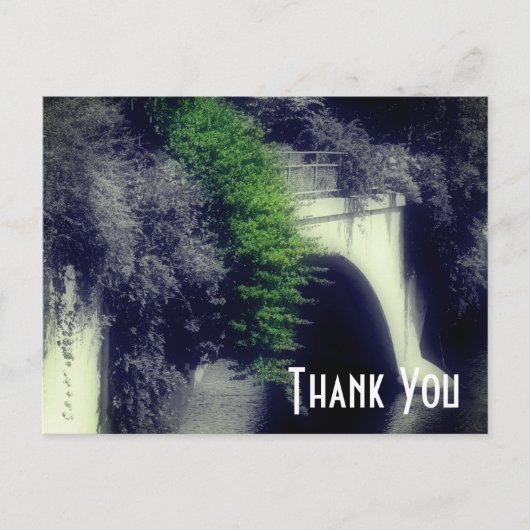 Bridge Blume Schwarz-Weiß Vielen Dank Postkarte (Vorderseite)