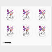Bridge boho Floral Butterfly Gefallen Rundsticker Runder Aufkleber (Blatt)