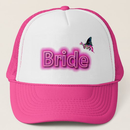 Bridge Cap - Hot Pink mit Schmetterling Truckerkappe (Vorderseite)