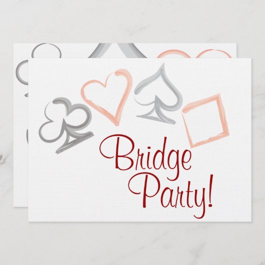 Bridge Card Party Einladung (Vorne/Hinten)