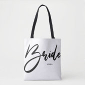 Bridge Chic Black and White Calligraphy Custom Tasche (Vorderseite)