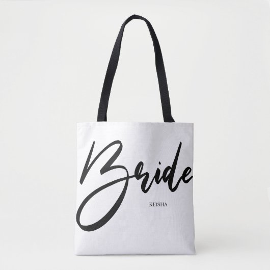 Bridge Chic Black and White Calligraphy Custom Tasche (Vorderseite)