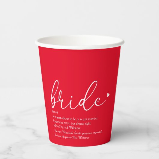Bridge Definition Brautparty Red Pappbecher (Rückseite)