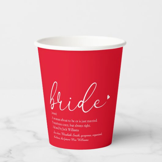 Bridge Definition Brautparty Red Pappbecher (Vorderseite)